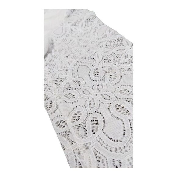 Sezane V‎ Neck Long Sleeve Eyelet Blouse White 38 - Picture 4 of 8
